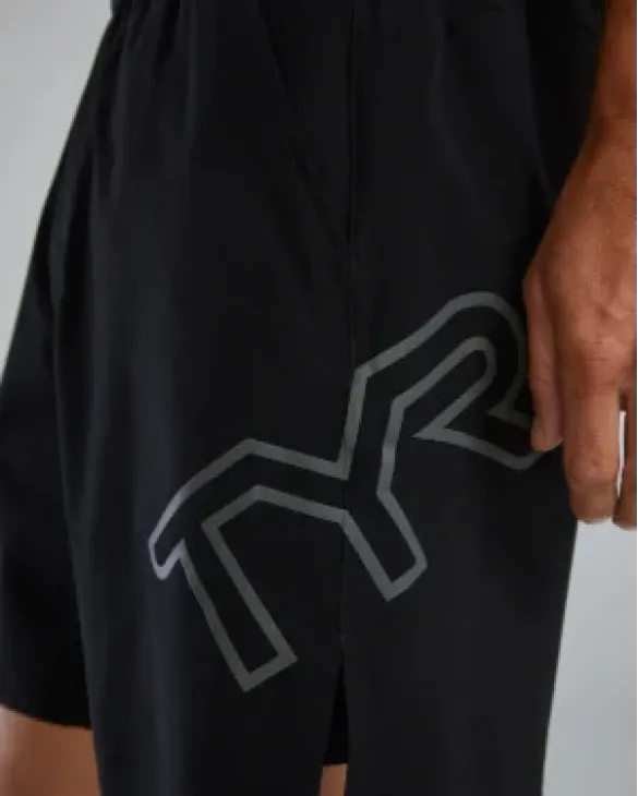 TYR Hydrosphere Men's Lined 7&amp;amp;amp;quot; Unbroken Big Logo Shorts - Solid - 001 Black