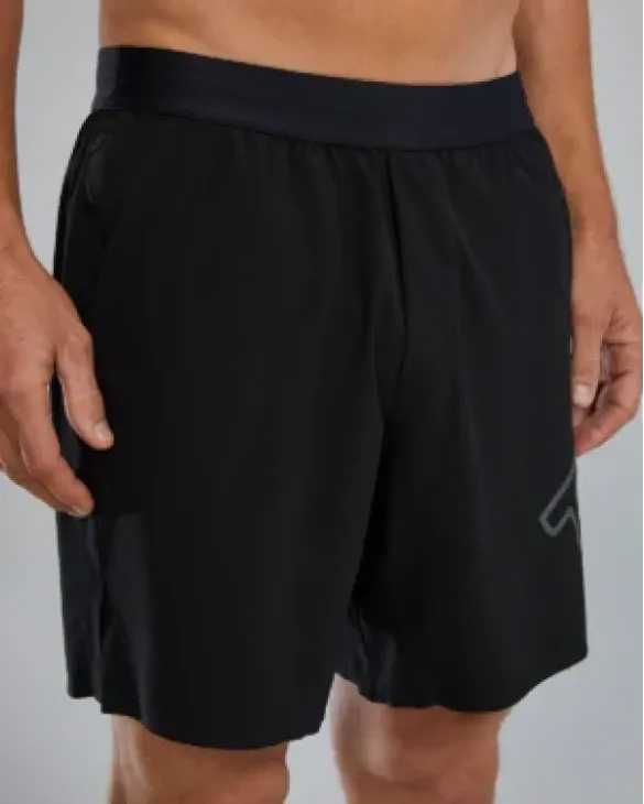 TYR Hydrosphere Men's Lined 7&amp;amp;amp;quot; Unbroken Big Logo Shorts - Solid - 001 Black