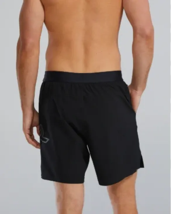 TYR Hydrosphere Men's Lined 7&amp;amp;amp;quot; Unbroken Big Logo Shorts - Solid - 001 Black