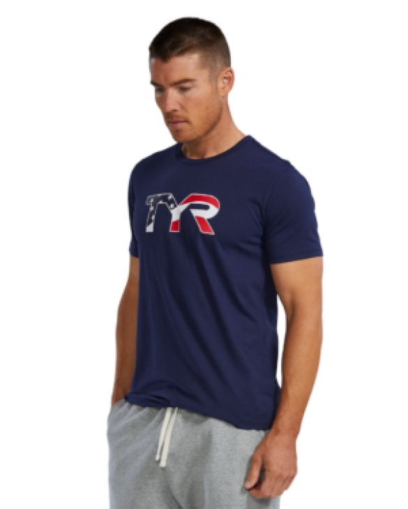 TYR MEN'S ULTRASOFT LIGHTWEIGHT TRI BLEND TECH TEE - USA - 401 Navy