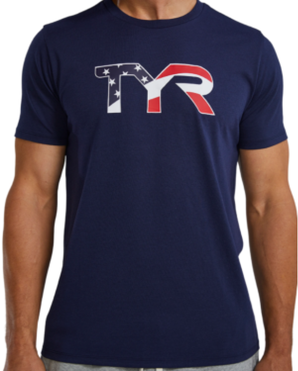 TYR MEN'S ULTRASOFT LIGHTWEIGHT TRI BLEND TECH TEE - USA - 401 Navy