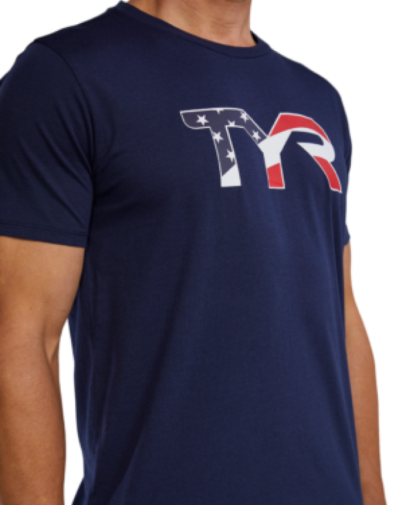 TYR MEN'S ULTRASOFT LIGHTWEIGHT TRI BLEND TECH TEE - USA - 401 Navy