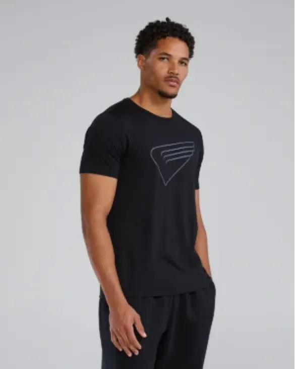 TYR Ultrasoft Men's Lightweight Tech Tee Training - Chevron - 001 Black