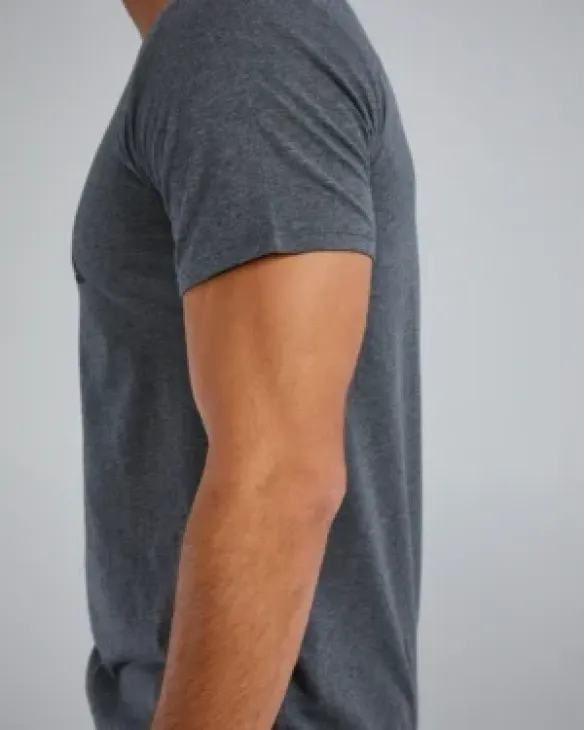 TYR Men's Ultrasoft Lightweight Tri Blend Tech Tee - Big Logo - 255 Charcoal Heather