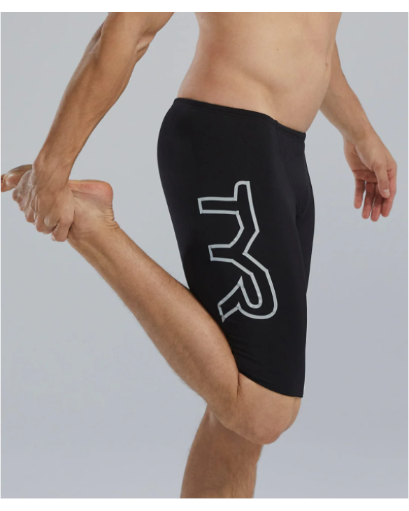 TYR Durafast Elite® Men's Large Logo Jammer Swimsuit - Solid - 001 black