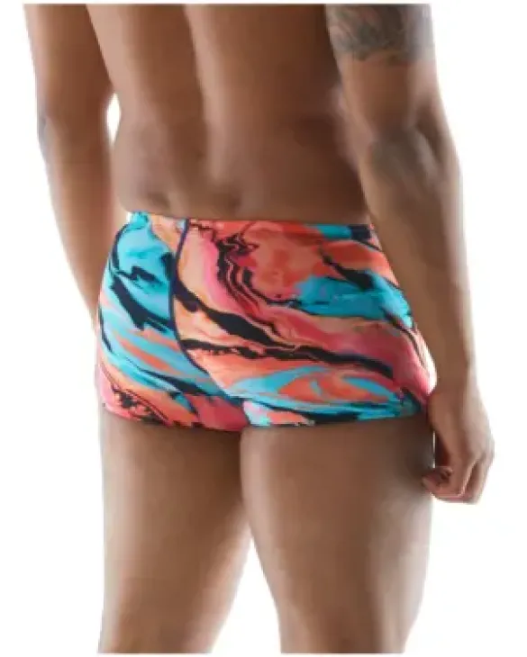 TYR MEN'S SOULFUL SQUARE LEG SWIMSUIT - 577 BLACK/BLUE/ORANGE
