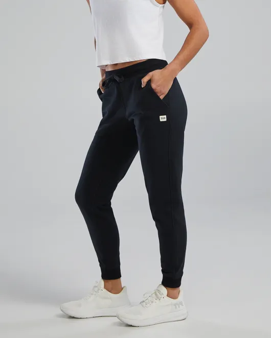 TYR Women's UltraSoft Heavyweight Terry Jogger - Solid - 001 Black