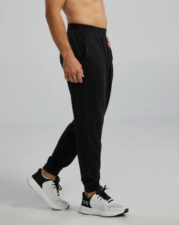 TYR UltraSoft Men's Midweight Terry A.M. Joggers - Solid / Heather - 001 Black