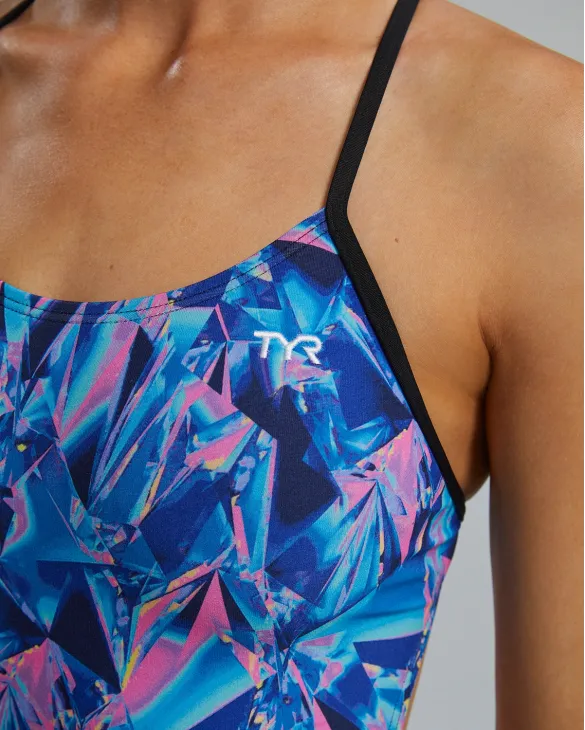 TYR DURAFAST ELITE WOMEN'S CUTOUTFIT SWIMSUIT - CRYSTALIZED - 077 Navy/Pink