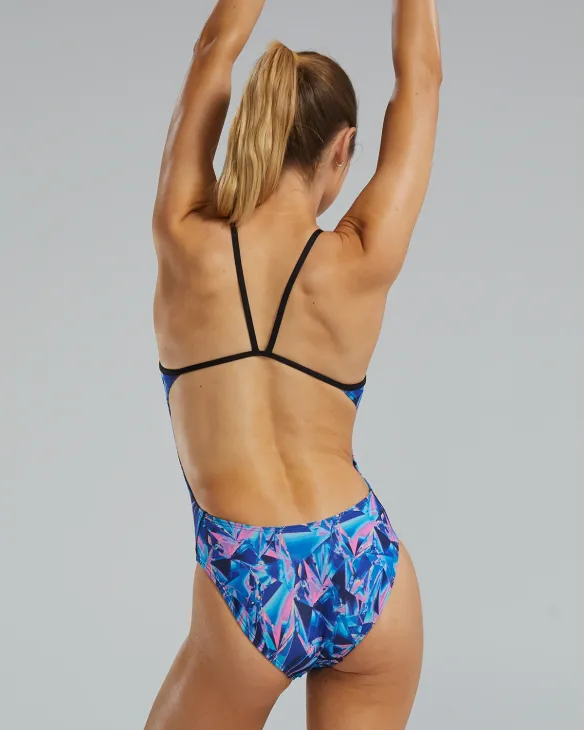 TYR DURAFAST ELITE WOMEN'S CUTOUTFIT SWIMSUIT - CRYSTALIZED - 077 Navy/Pink