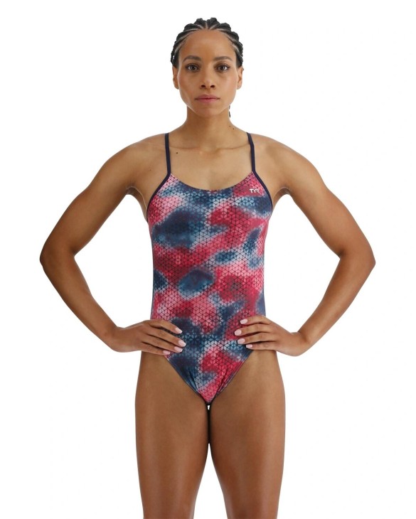 TYR DURAFAST ELITE WOMEN'S CUTOUTFIT SWIMSUIT - STARHEX - 611 Red/Multi