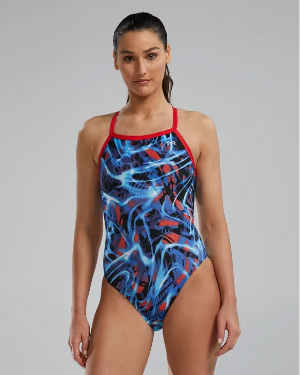 TYR DURAFAST LITE? WOMEN'S DIAMONDFIT SWIMSUIT - ELECTRO - 636 RED/WHITE/BLUE