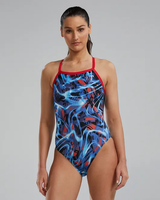 TYR DURAFAST LITE? WOMEN'S DIAMONDFIT SWIMSUIT - ELECTRO - 636 RED/WHITE/BLUE