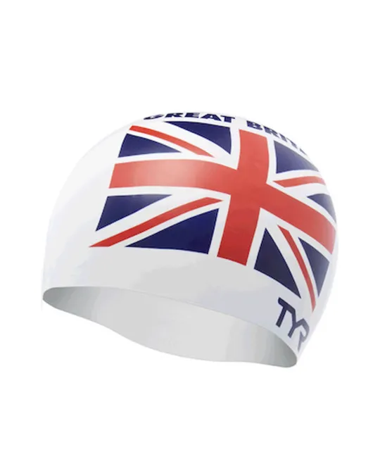 TYR ADULT SILICONE SWIM CAP GREAT BRITAIN - 100 White