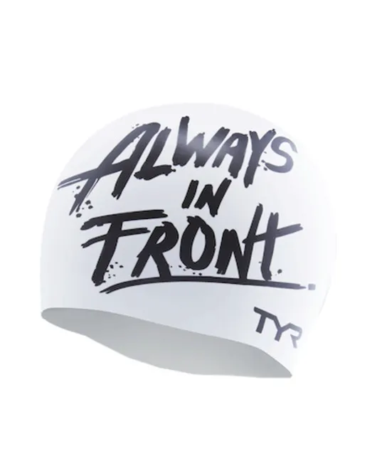 TYR ADULT  SILICONE SWIM  CAP ALWAYS IN FRONT - 100 White