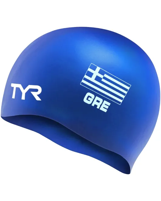 TYR ADULT SILICONE SWIM CAP - GREECE BLUE - 850 Blue