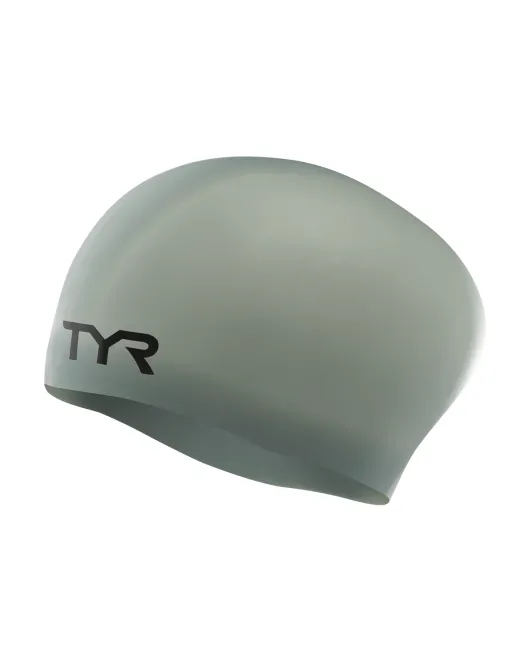 TYR ADULT LONG HAIR SILICONE WRINKLE-FREE SWIM CAP - 019 Grey