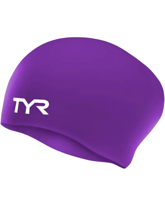 TYR ADULT LONG HAIR SILICONE WRINKLE-FREE SWIM CAP - 510 Purple