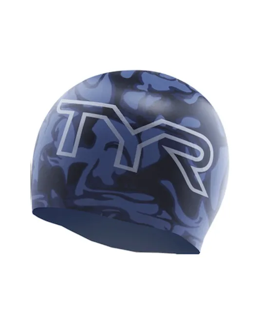 TYR ADULT SILICONE SWIM CAP AD GRAP SMOKE - 410 MARIN/NVY