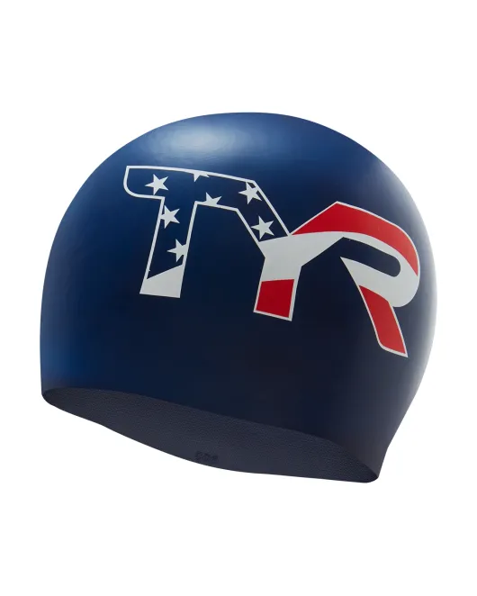 TYR USA Silicone Adult Swim Cap - 401 Navy