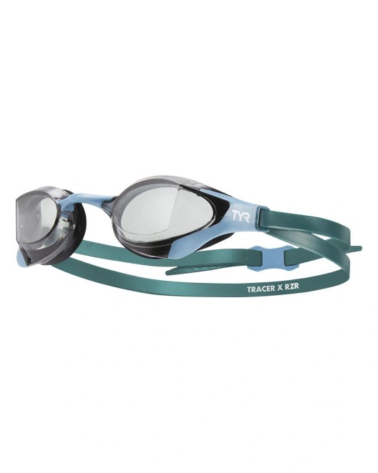 TYR ADULT TRACER-X RZR RACING GOGGLES - 049 Smoke/Teal/Teal