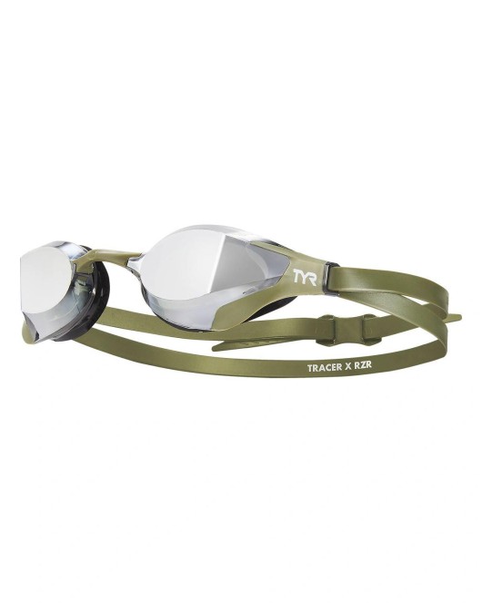TYR ADULT TRACER-X RZR MIRRORED RACING GOGGLES - 258 Smoke/Green/Green