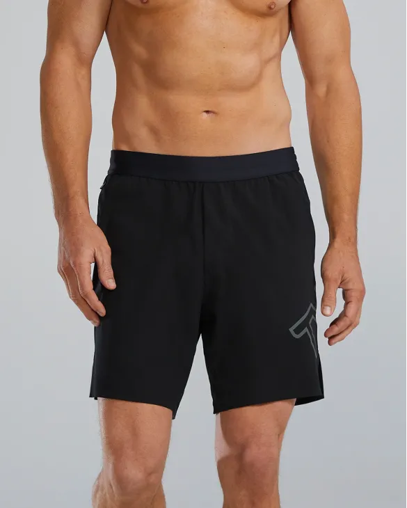 TYR Hydrosphere Men's Lined 7&amp;amp;amp;quot; Unbroken Big Logo Shorts - Solid - 001 Black