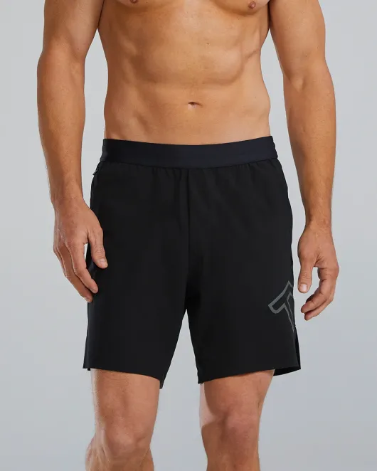 TYR Hydrosphere Men's Lined 7&amp;amp;amp;quot; Unbroken Big Logo Shorts - Solid - 001 Black