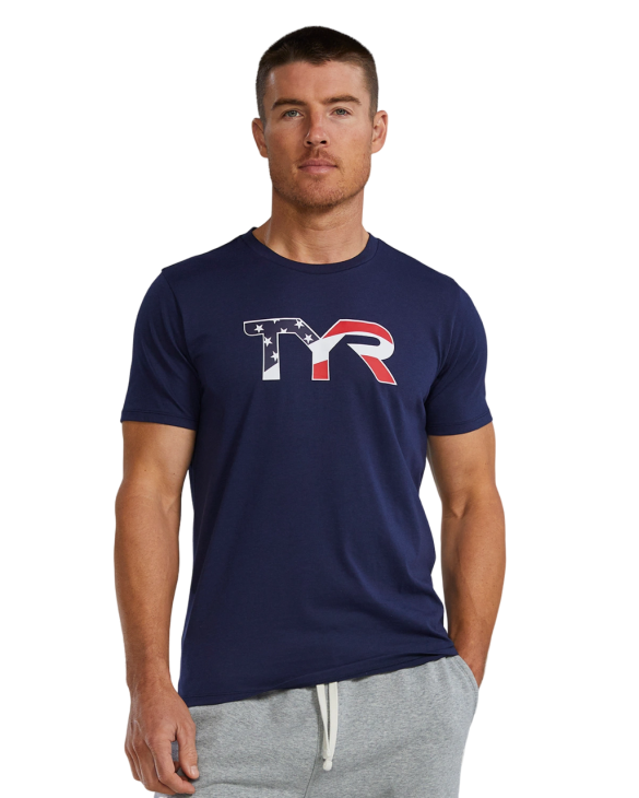 TYR MEN'S ULTRASOFT LIGHTWEIGHT TRI BLEND TECH TEE - USA - 401 Navy