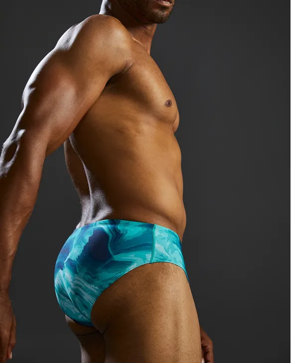 TYR DURAFAST ELITE MEN'S BRIEF SWIMSUIT - MEZIO - 978 Teal Multi