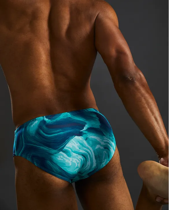 TYR DURAFAST ELITE MEN'S BRIEF SWIMSUIT - MEZIO - 978 Teal Multi
