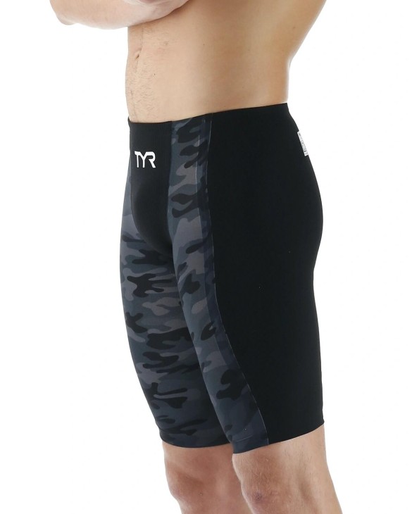 TYR MEN'S SHOCKWAVE HIGH-WAIST JAMMER SWIMSUIT - CAMO - 001 Black