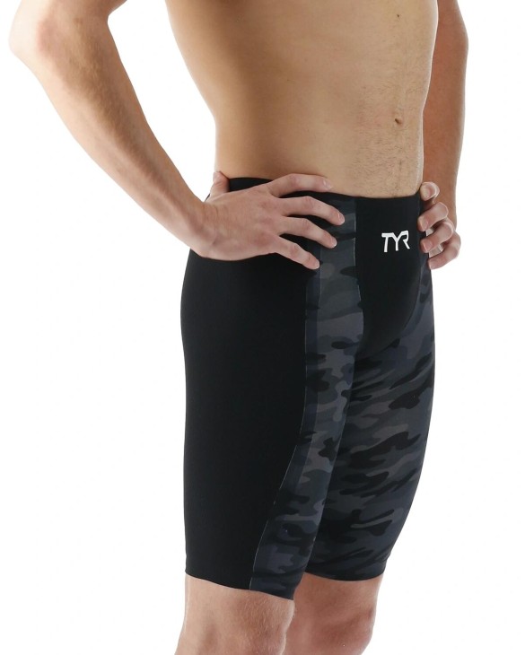 TYR MEN'S SHOCKWAVE HIGH-WAIST JAMMER SWIMSUIT - CAMO - 001 Black
