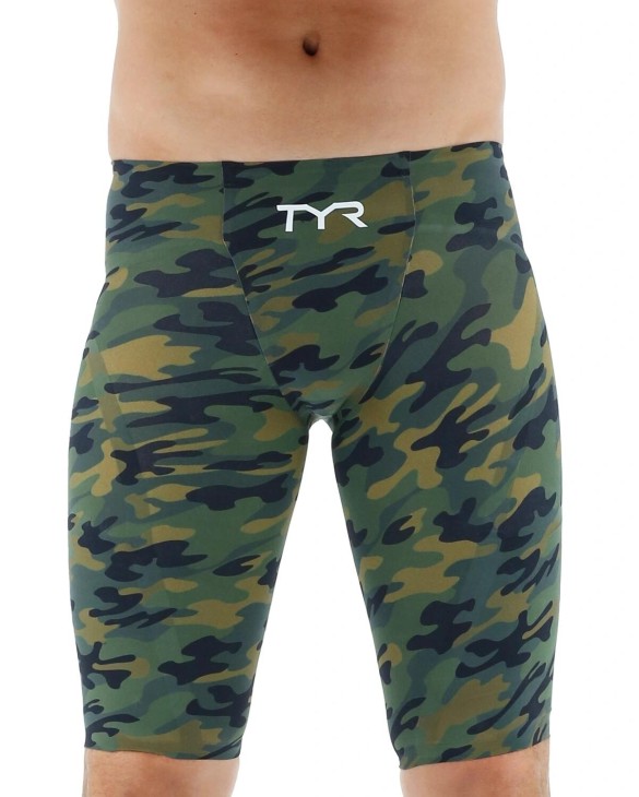 TYR MEN'S VENZO HIGH-WAIST JAMMER SWIMSUIT - CAMO - 314 Olive