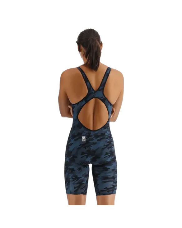 TYR WOMEN'S VENZO OPEN BACK SWIMSUIT - CAMO - 644 Deep Teal