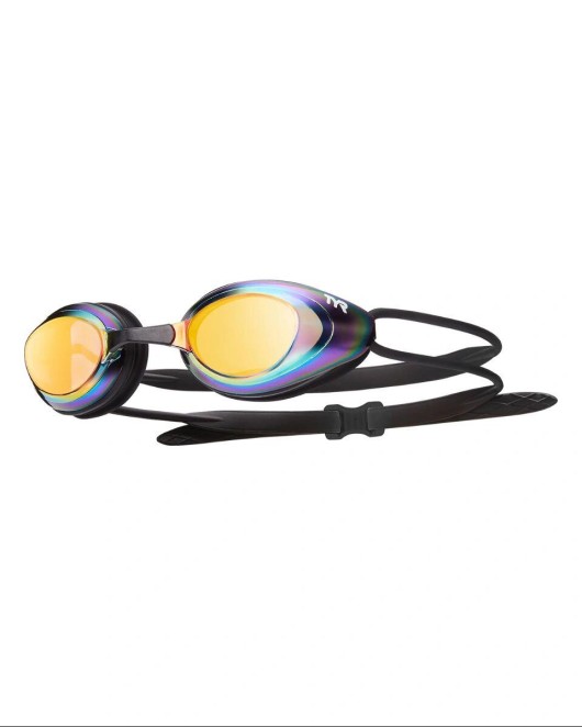 TYR ADULT BLACKHAWK MIRRORED RACING GOGGLES - 223 Gold/Metal. Rainbow/Black