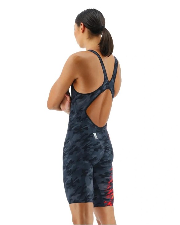 TYR WOMEN'S VENZO OPEN BACK SWIMSUIT - CAMO FIRE - 937 Fire