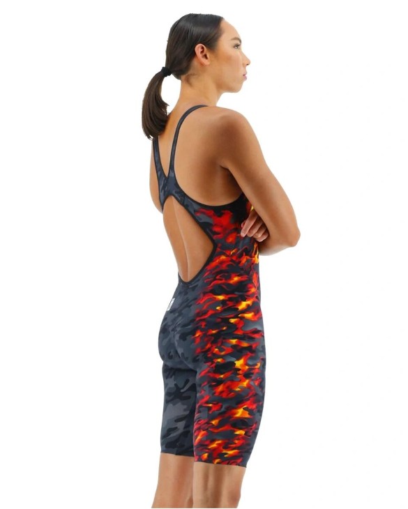 TYR WOMEN'S VENZO OPEN BACK SWIMSUIT - CAMO FIRE - 937 Fire