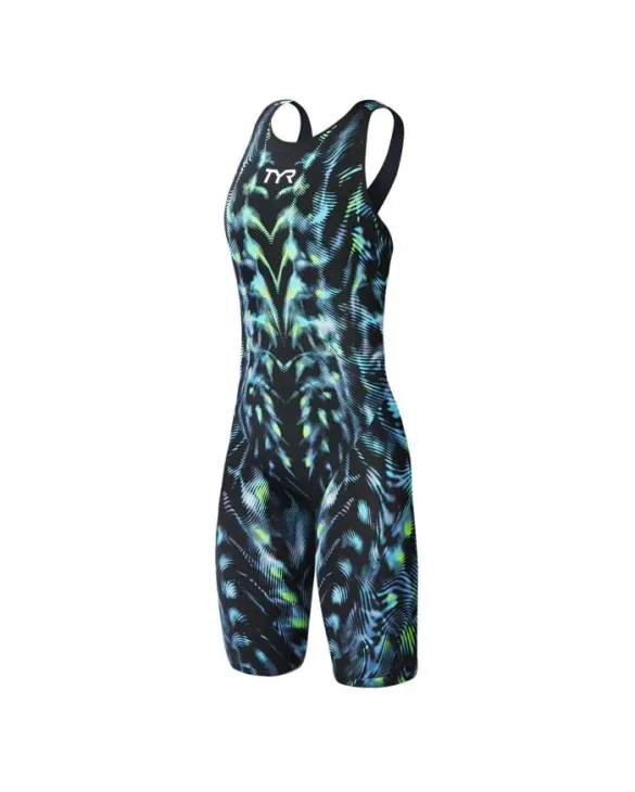 TYR WOMENS VENZO GENESIS CLOSED BACK SWIMSUIT - 198 Steel/Green