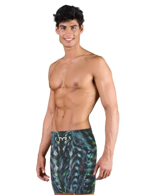 TYR MENS VENZO GENESIS LOW WAIST JAMMER SWIMSUIT - 198 Steel/Green