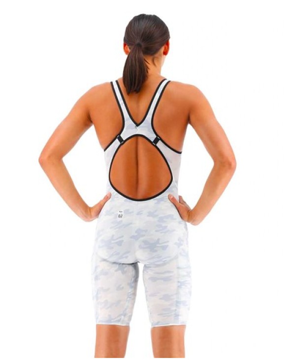 TYR WOMEN'S VENZO OPEN BACK SWIMSUIT - CAMO - 100 White