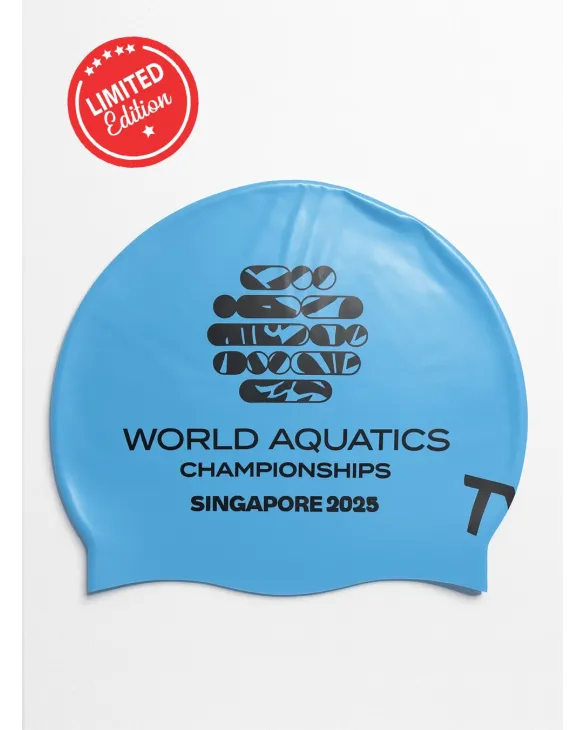 TYR WORLD-AQUATICS LIMITED EDITION SWIM CAP - 400 blue