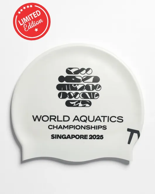 TYR WORLD-AQUATICS LIMITED EDITION SWIM CAP - 100 white