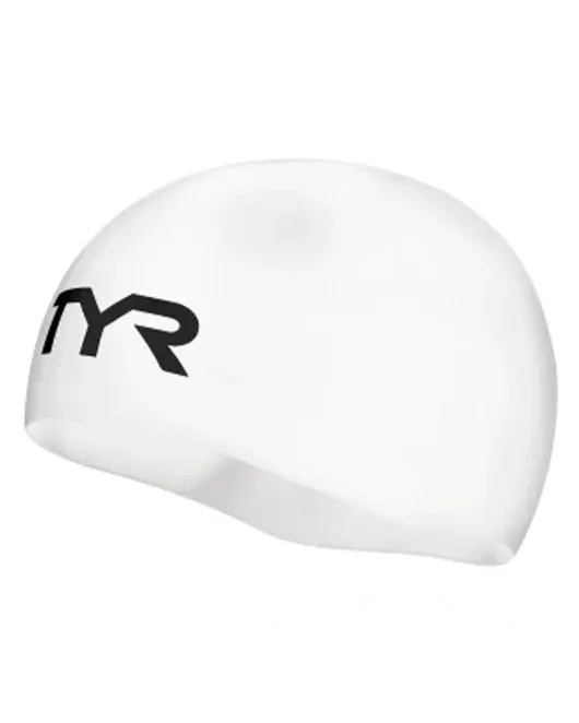 TYR Adult Silicone Competitor Racing Swim Cap - 100 white