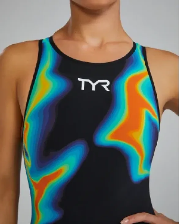 WOMEN'S VENZO OPEN BACK SWIMSUIT - INFRARED - 809 Orange/Green