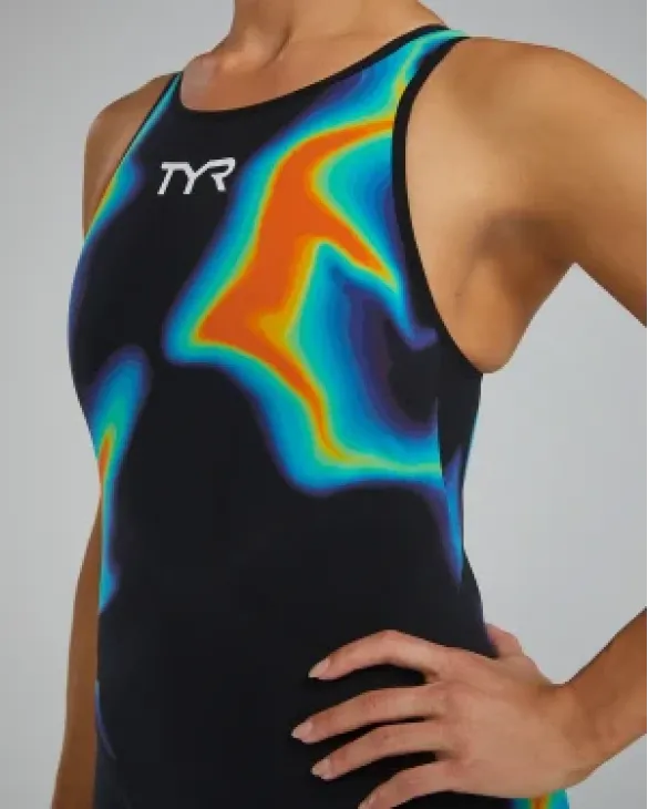 WOMEN'S VENZO OPEN BACK SWIMSUIT - INFRARED - 809 Orange/Green
