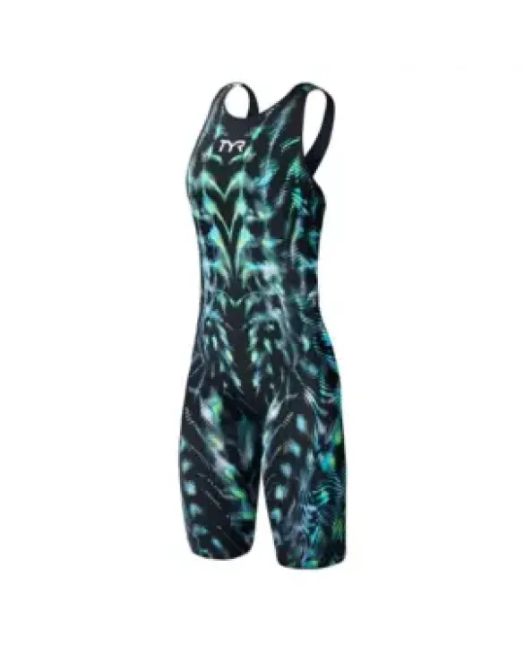TYR WOMENS VENZO GENESIS OPEN BACK SWIMSUIT - 198 Steel/Green