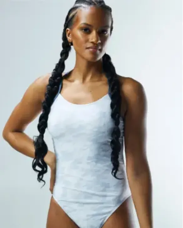 TYR DURAFAST ELITE WOMEN'S CUTOUTFIT SWIMSUIT - WHITEOUT CAMO - 100 White
